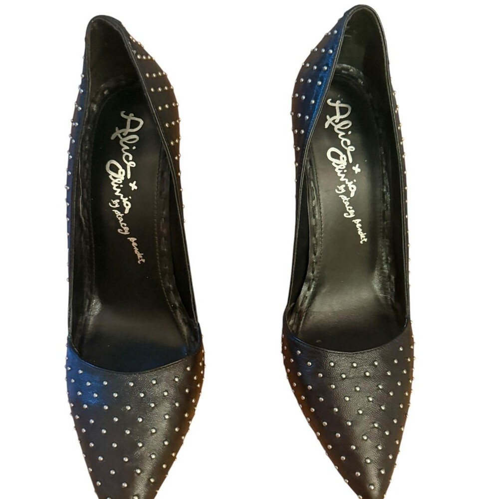 Alice + Olivia Black Studded Pointed-Toe Stiletto Heels - (EU 40/US 9)